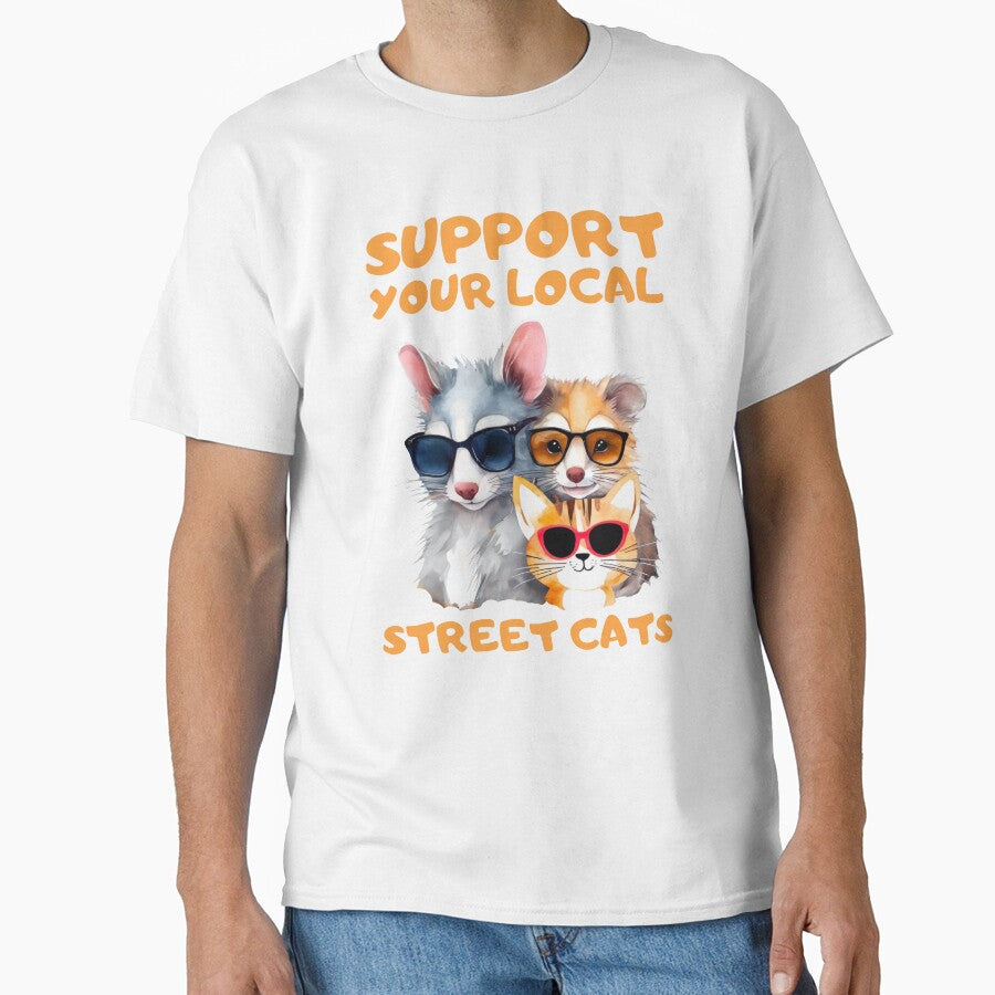 Support Your Local Street Cats Funny  Raccoon, Opossum, Cat by FurrFunPrints