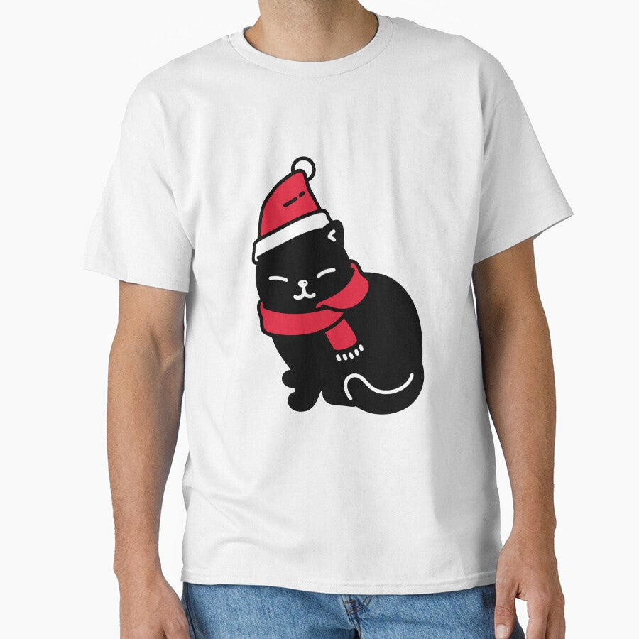 Copy of Santa Black Cat Tangled Up In Christmas Tree Lights Holiday by Miumed