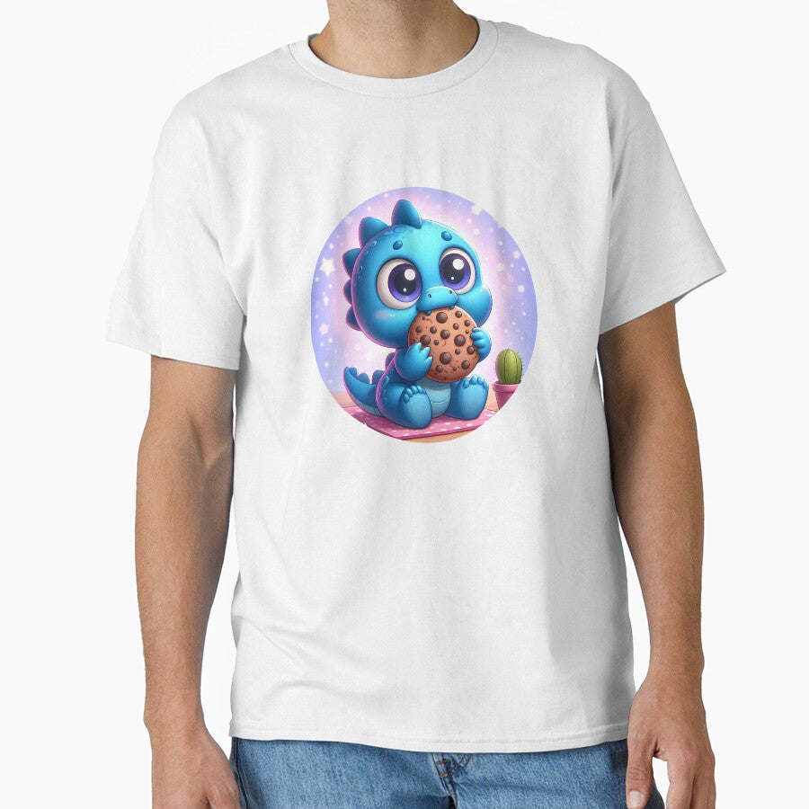 little dinosaur in blue with chocolate biscuit by Toms Tee