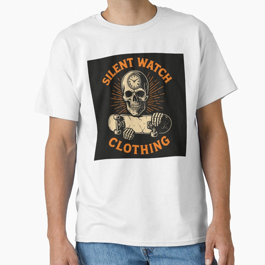 Silent Watch Clothing Skull Skateboard Logo by Silent Watch Threads.