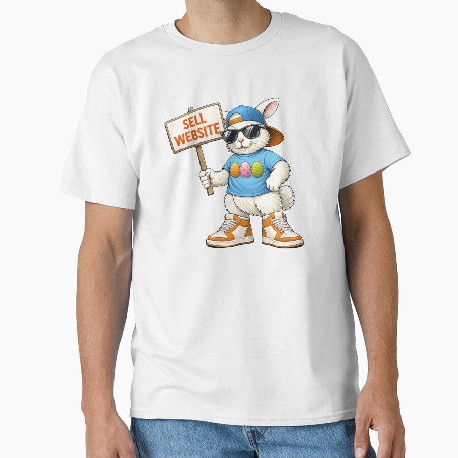Sell Website Bunny Streetwear T-Shirt – Funny Easter Rabbit Graphic Tee Hip Hop Urban Design by piotr_chojnacki_art