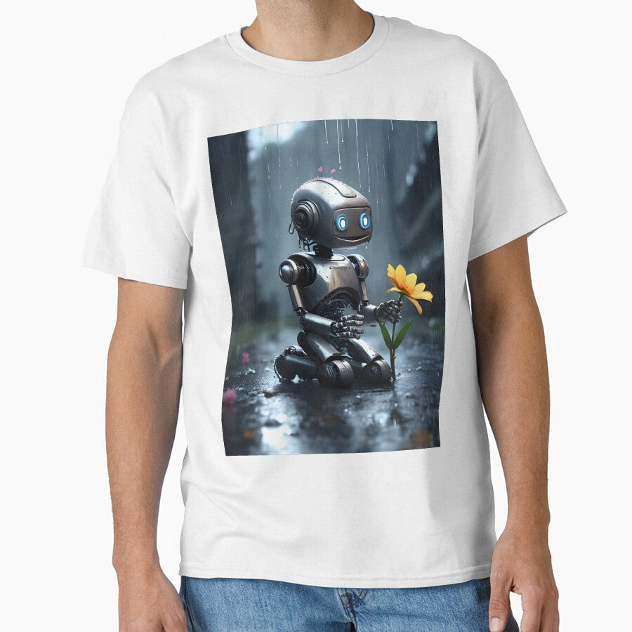 Serenity in Rain: Robot’s Floral Bliss by RevGens
