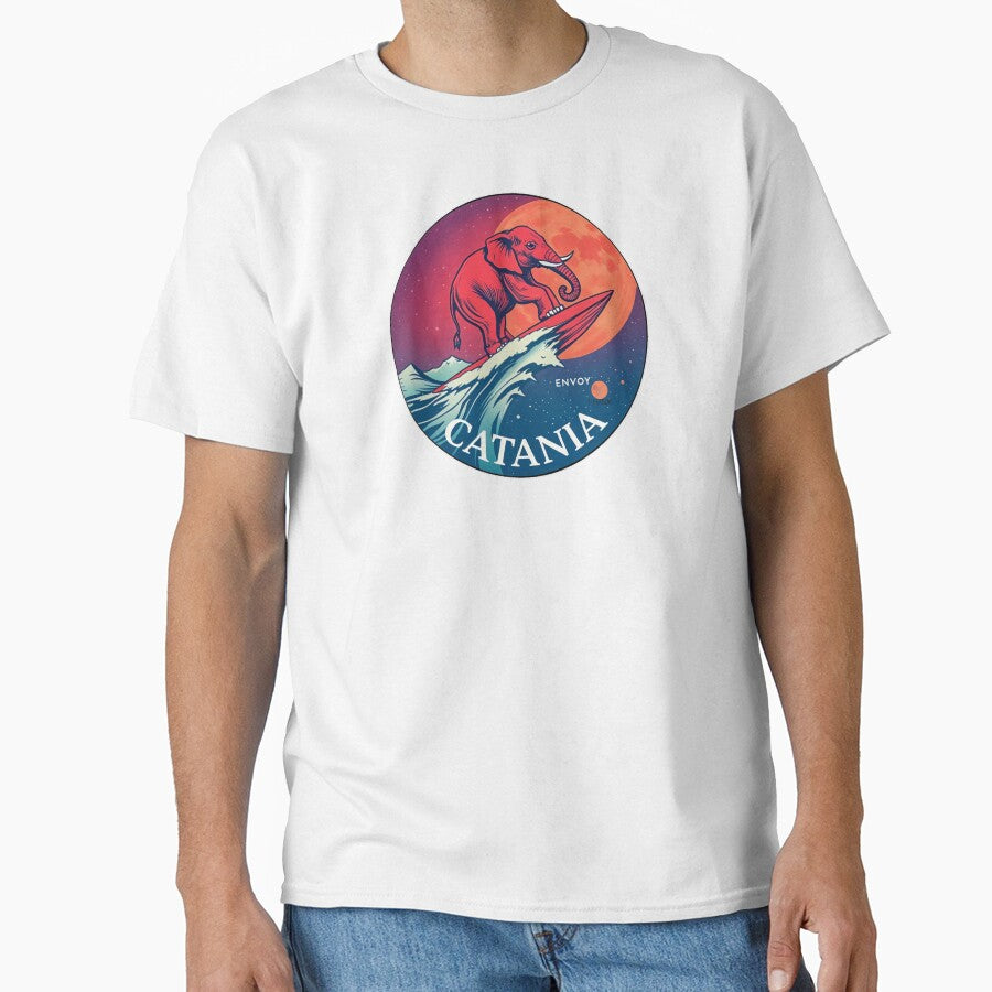 Elephant Surfing Under the Moon - Catania Sicily Streetwear Art by T-Vergent