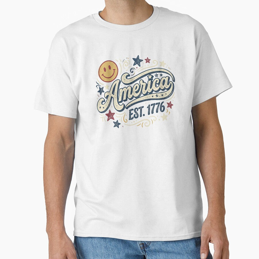 Retro America Est 1776 – Patriotic Smiley Face Design by PlumArtDesign