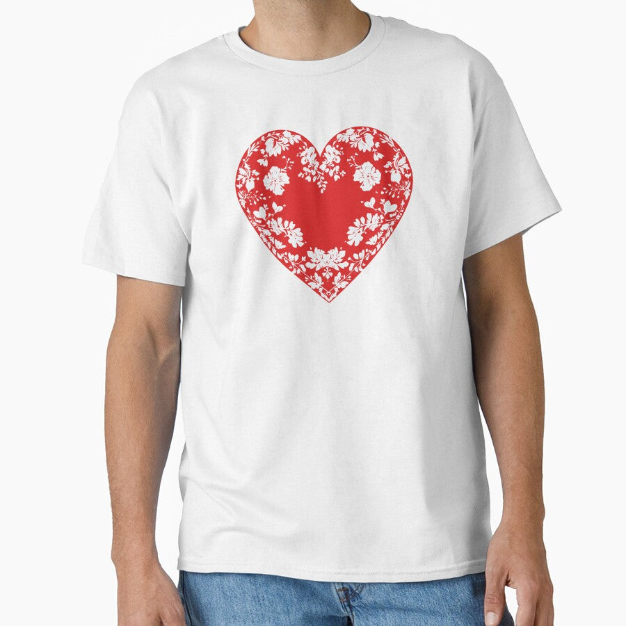 Valentine's Day Heart Boyfriend Girlfriend Red White Floral by SStarDesigns
