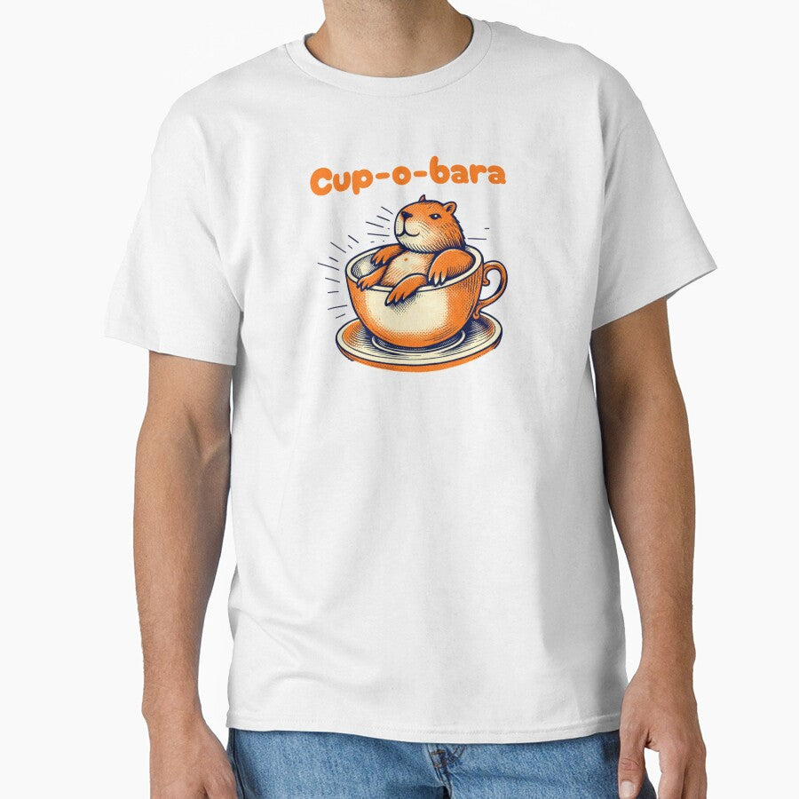Cup-o-bara Cute Coffee Meme – Funny Retro Capybara Teacup Pun Art by FIREDesignsPOD
