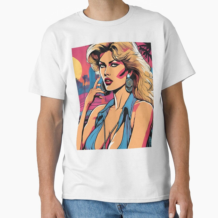 Vintage 80s Logo: Blonde girl on the cover with a unique and nostalgic style. by roma252