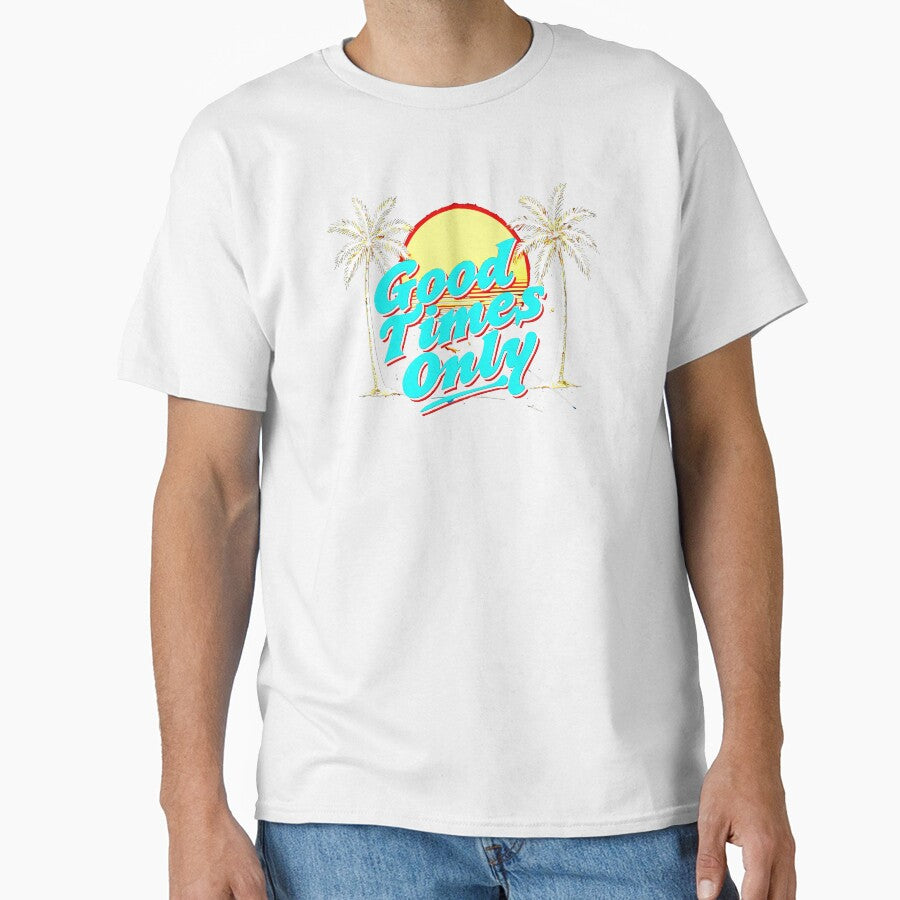 Retro Beach T-Shirt – Summer Sunset Palm Trees Graphic Tee by VikArtStudio