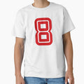 No. 8 / Player Number Eight / Football Player Number 8 (Red on Black) by STUDIO-72