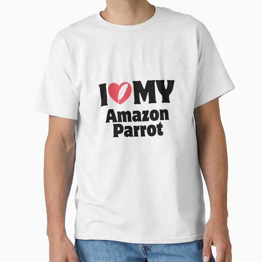 Heart Icon Simple Typography I Love My Amazon Parrot by LoviqueLab