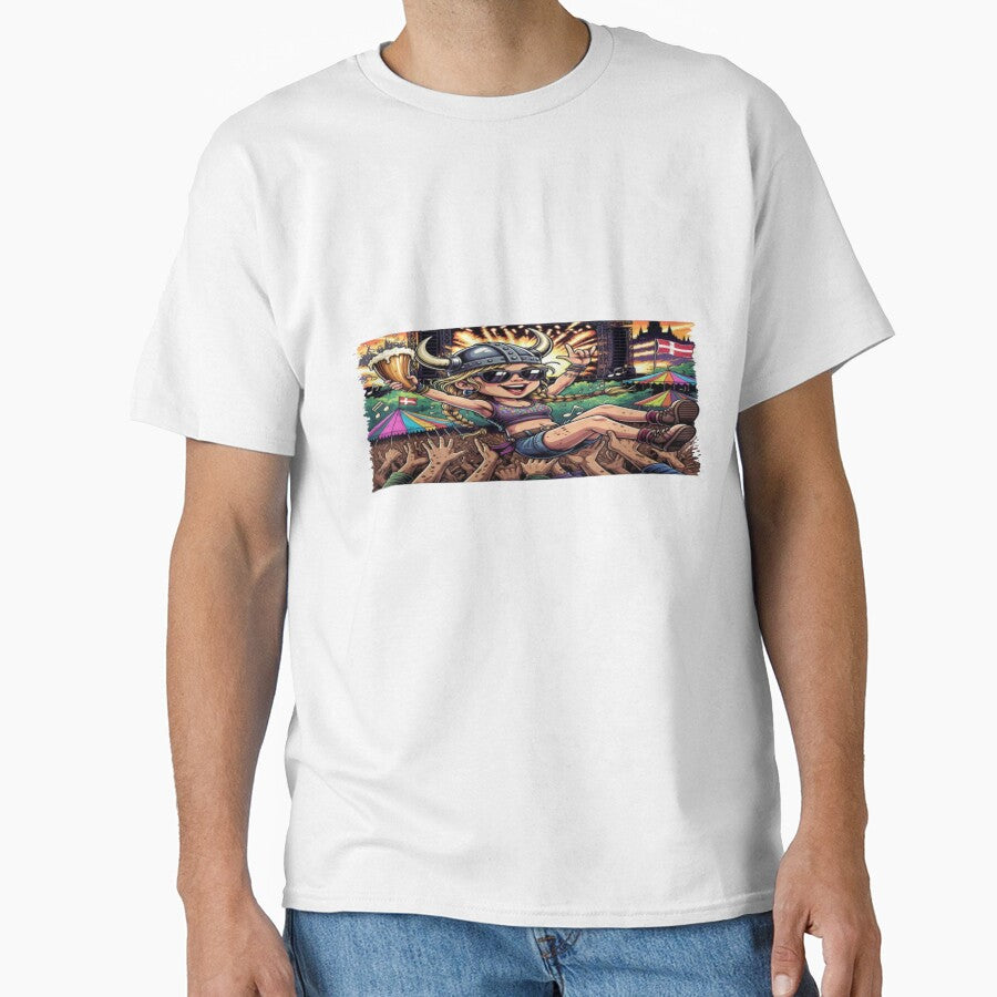 Roskilde Festival Viking Girl T-Shirt | Denmark Music Festival Party Graphic Tee | Funny Beer Lover Concert Design by Sushikidsntod