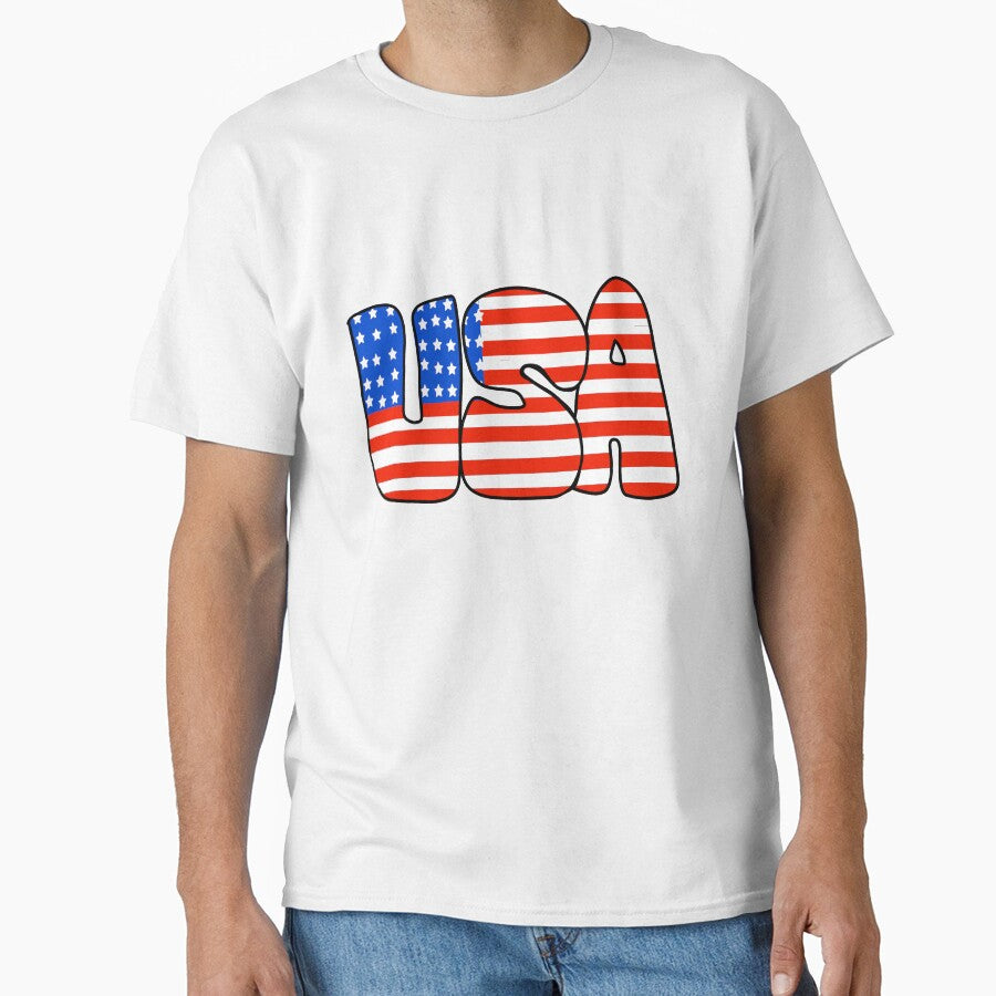 American Flag Retro Bubble Letters by skybluepink studio