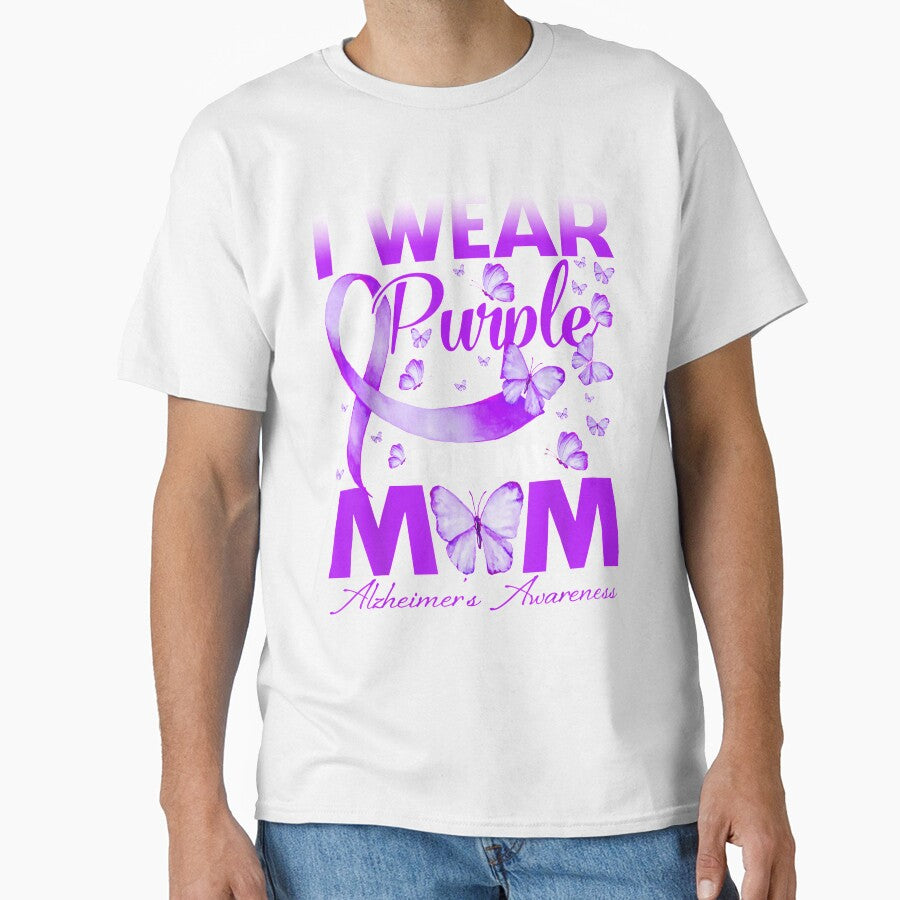 I Wear Purple For My Mom Alzheimer's Awareness Butterfly by zpruby