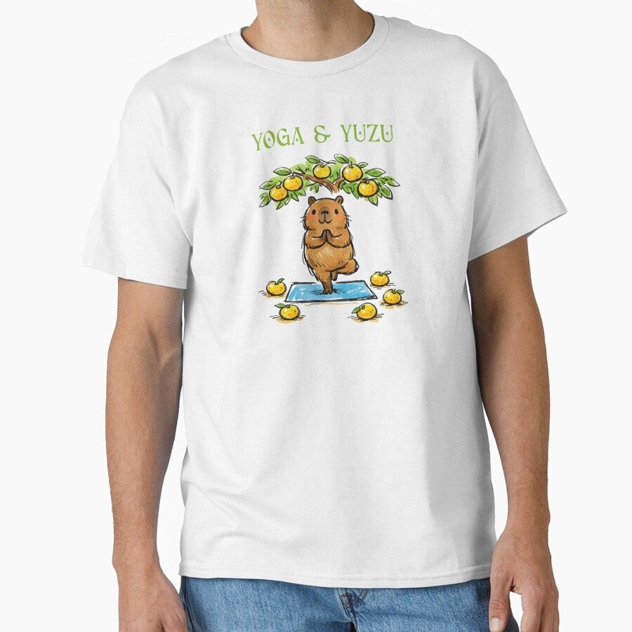 Yoga & Yuzu Cute Capybara – Kawaii Zen Tree Pose Animal Art by FIREDesignsPOD