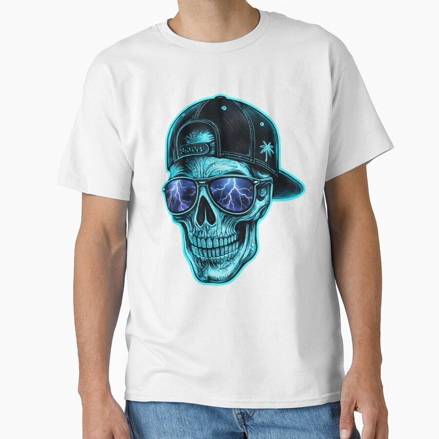 Neon Cowboy Skull with Stormy Sunglasses – Edgy Digital Artwork by Vivalore