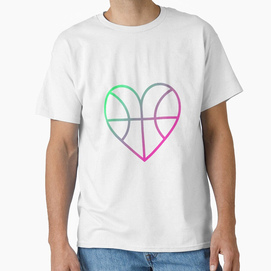 Minimalist Geometric Basketball Heart Shape Design by DripCultureLab