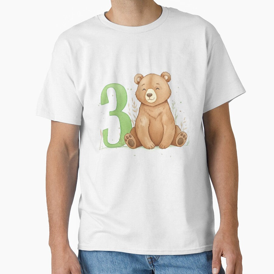 Watercolor bear with the number 3 by Motivburg