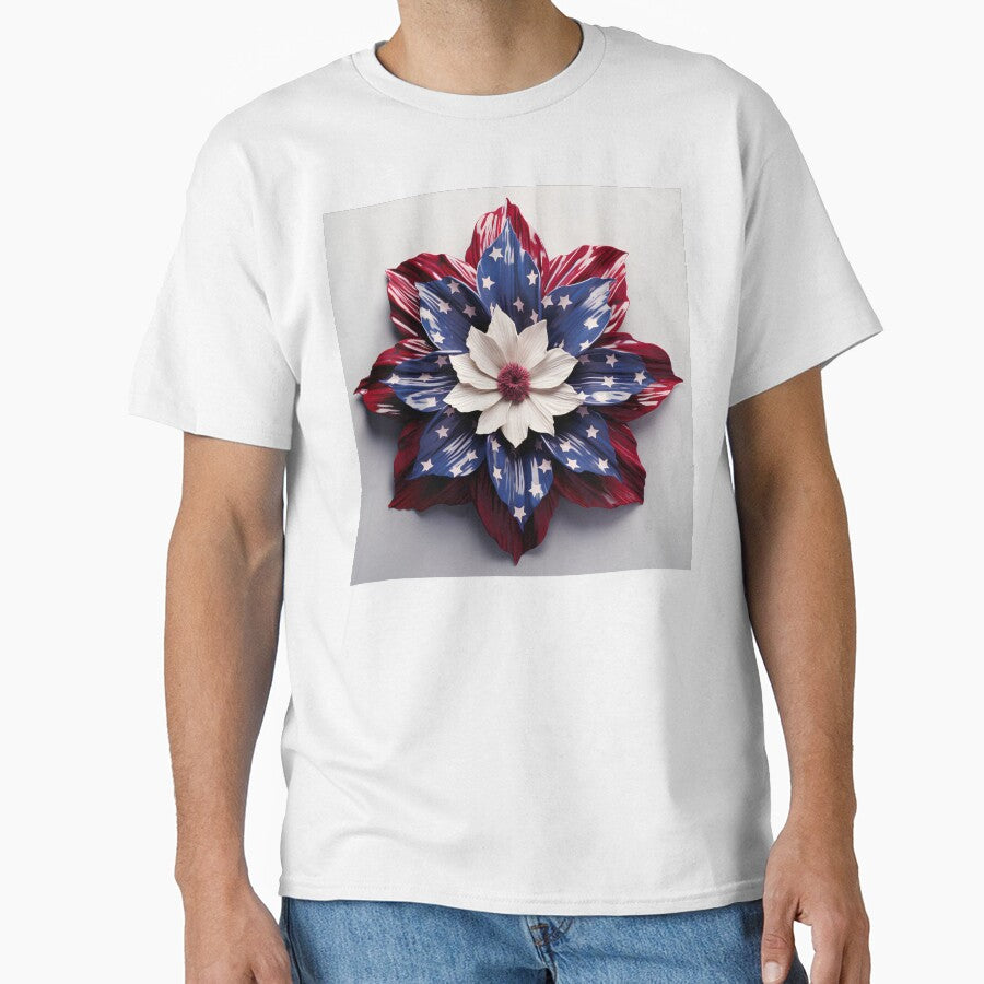 American flag flower overlay print by dcrc