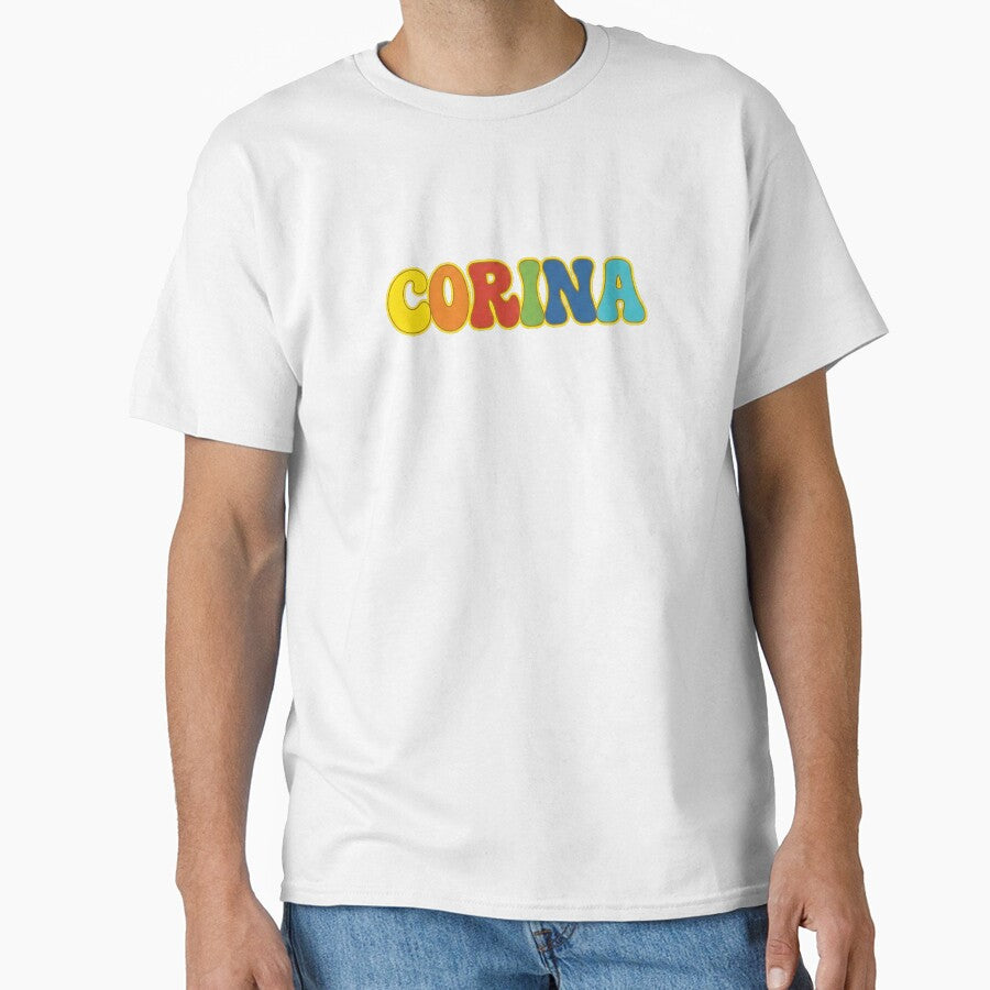 ❤️ Corina Personalized Name Wavy Retro Shirt, Coffee Mug, Sticker Gift by HelixPedia