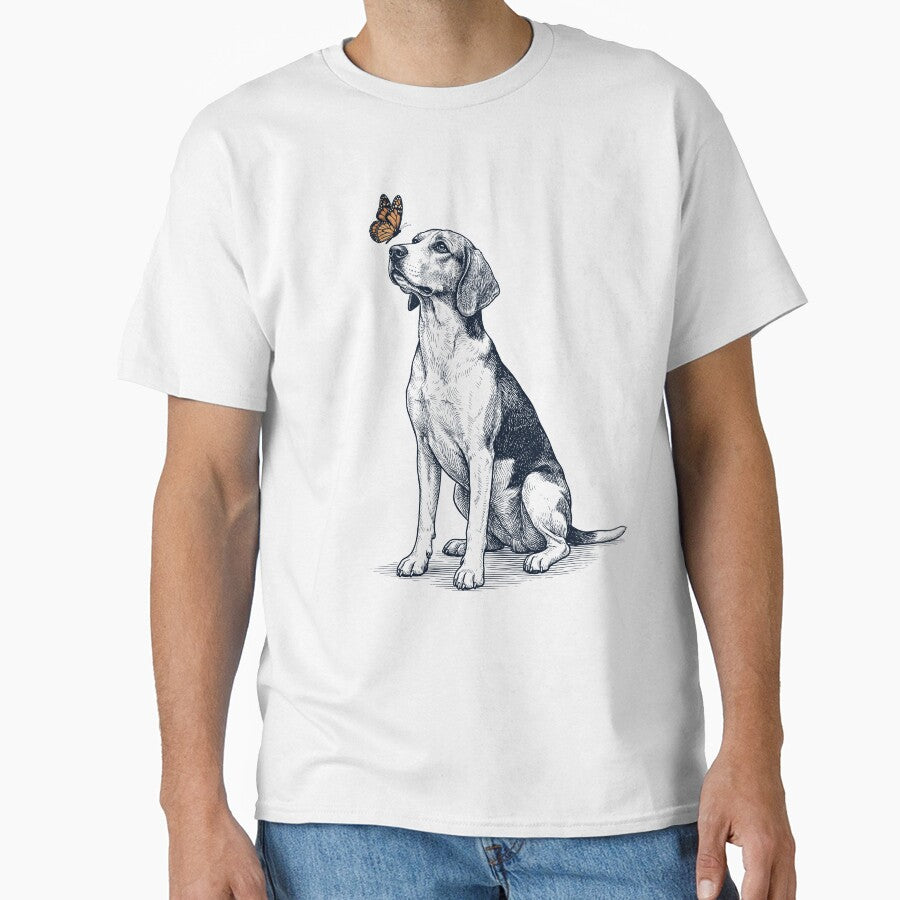 Vintage American Foxhound with Butterfly Dog Lover by DoodleTortle