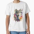 Majestic Wolf: A Watercolor Portrait Surrounded by Blooming Beauty by NathalieRached