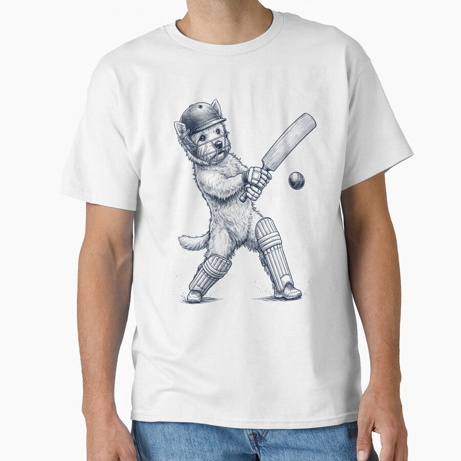 Vintage West Highland White Terrier Playing Cricket Player Dog Lover by DoodleTortle