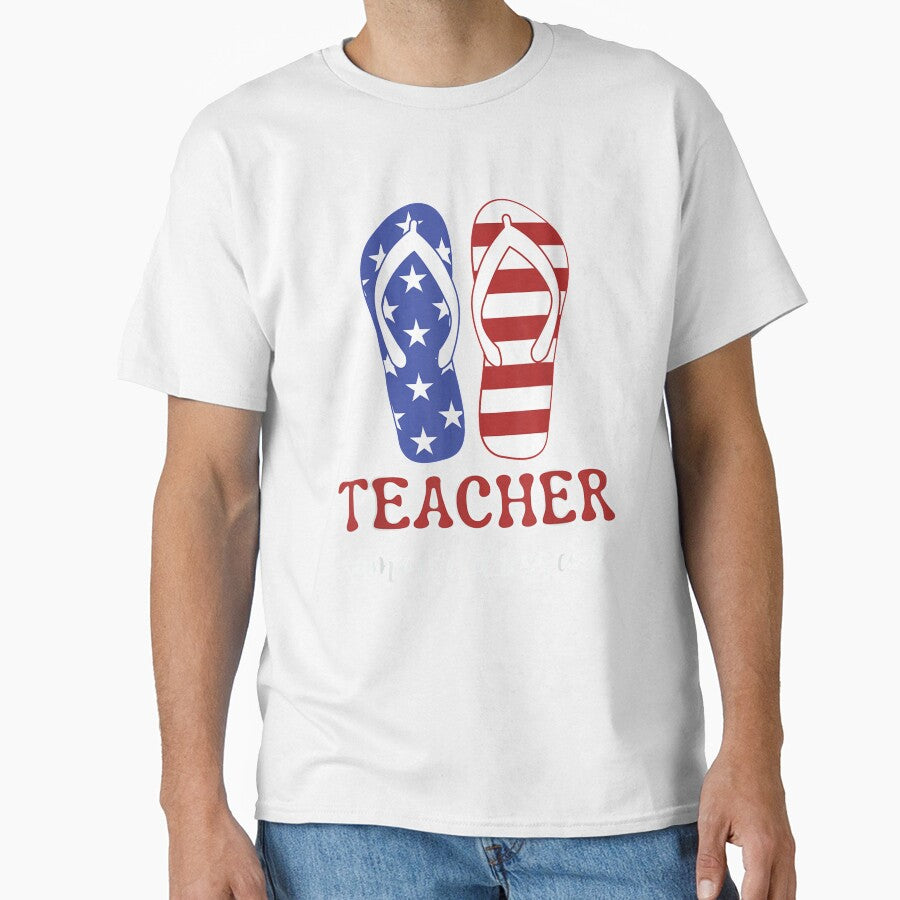 Teacher School Patriotic Flip Flops Funny Summer Teacher by anniet33