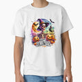 "Moonlit Fright – Skeleton and Pumpkins Halloween Night" by artedigital99