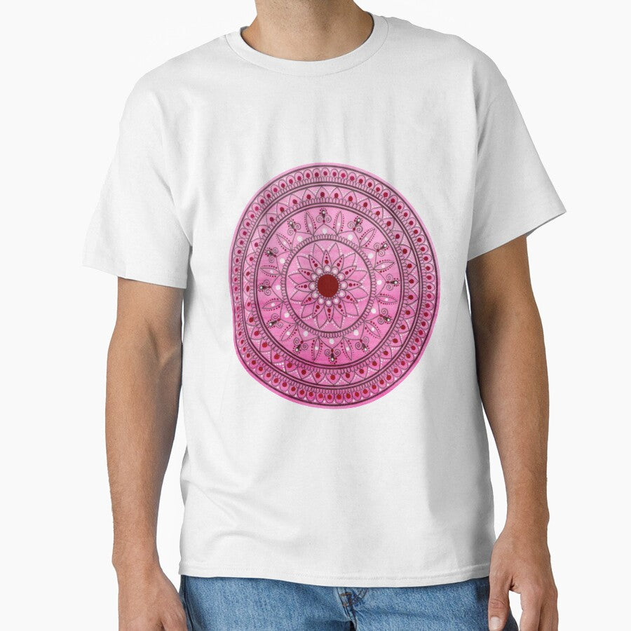 Hand Drawn Pink And Red Pretty Mandala by Zedart