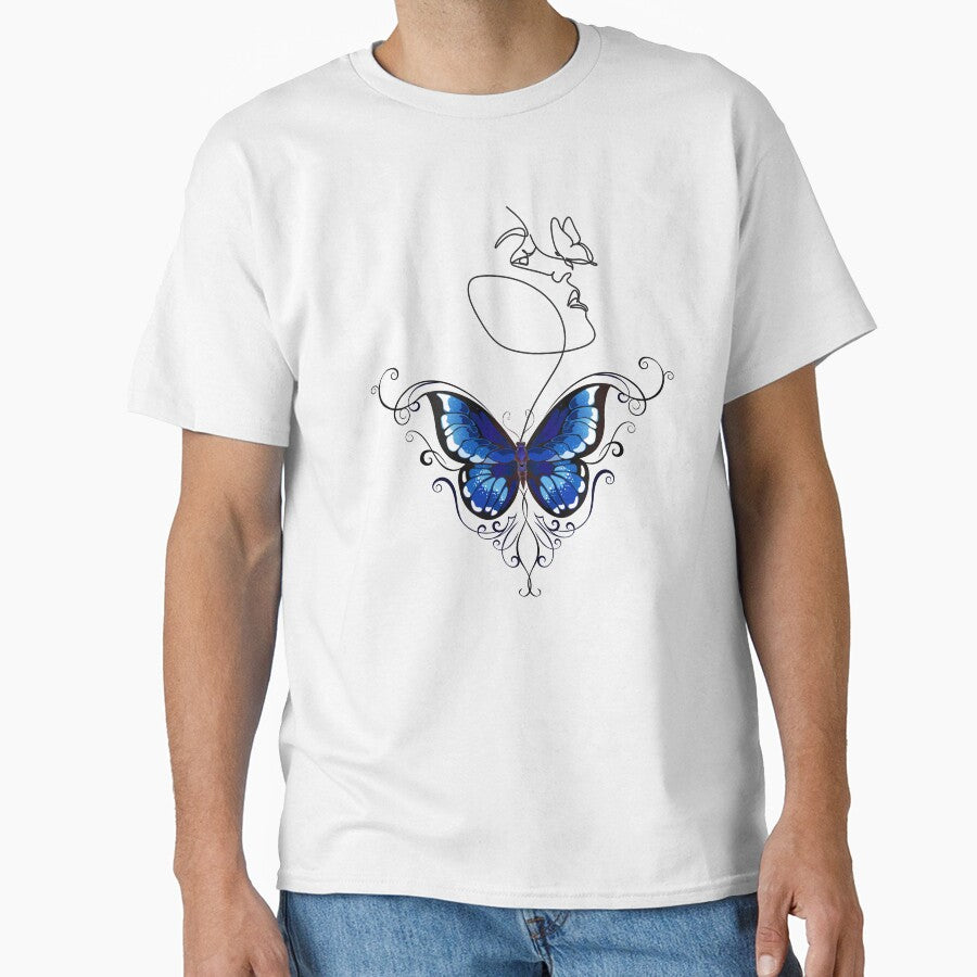 Woman Blue Butterfly FLoral by LaceRenee