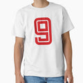 No. 9 / Player Number Nine / Football Player Number 9 (Red on Black) by STUDIO-72