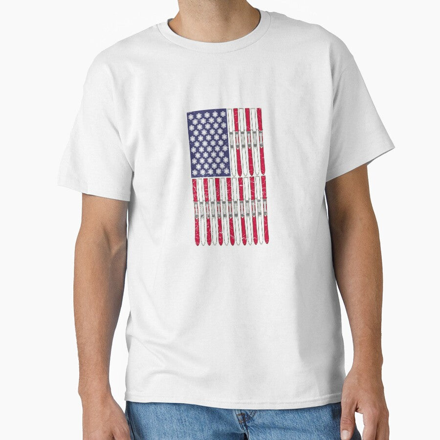 Patriotic Downhill Skiing Gifts - Snow Skiing by SolarFlair Designs