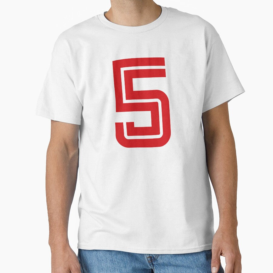 No. 5 / Player Number Five / Football Player Number 5 (Red on Black) by STUDIO-72