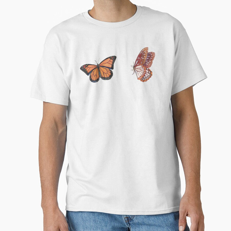 Orange Butterfly Duo T-Shirt by LushLinesStudio