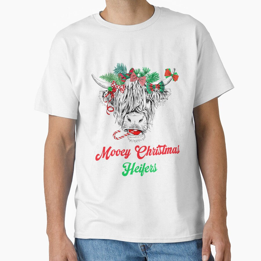 Mooey Christmas Heifers Rustic Cow Holiday Scene by ImeldaSparks