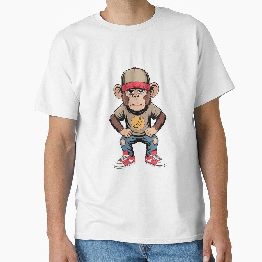 Mens Summer Monkey Print Tops Cartoon Print by HuValverdeArt