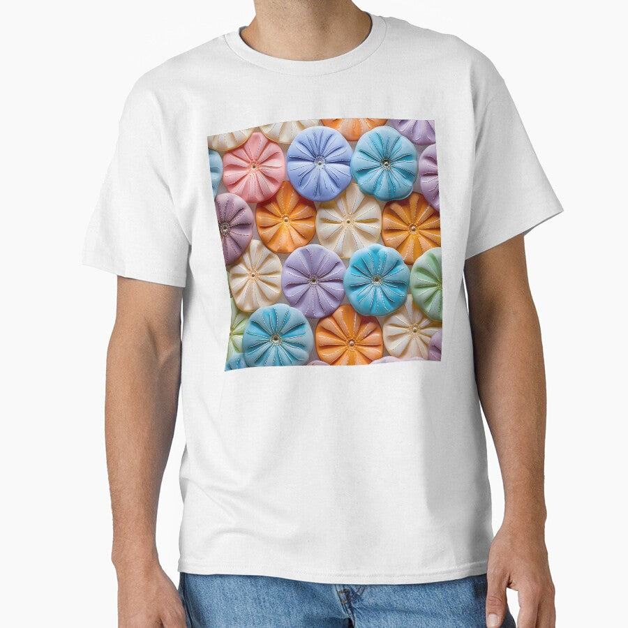 Colorful sand dollar collage print by dcrc