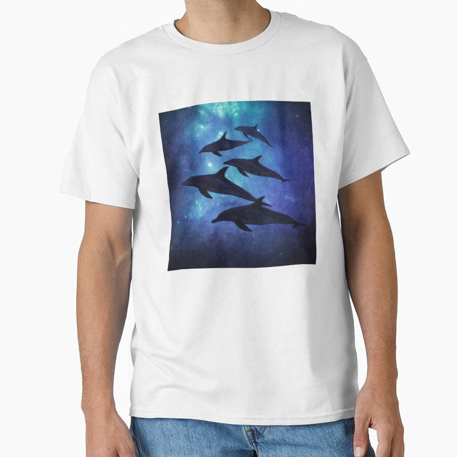 School of dolphins swimming through the ocean by tinytiger77