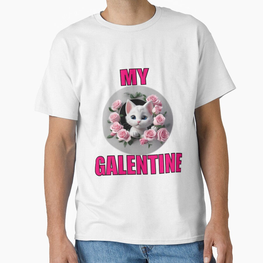 Pink Roses and Soft Super Cute white kitten on Galentines day and Galentines party, gift idea for Galentines day by sailorsam1805