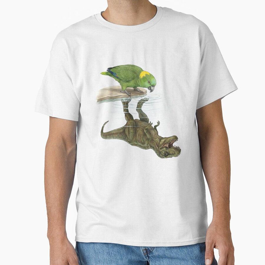Funny Yellow Naped Amazon Reflection T Rex Dinosaur Parrot Mom Dad Lover by DoodleTortle