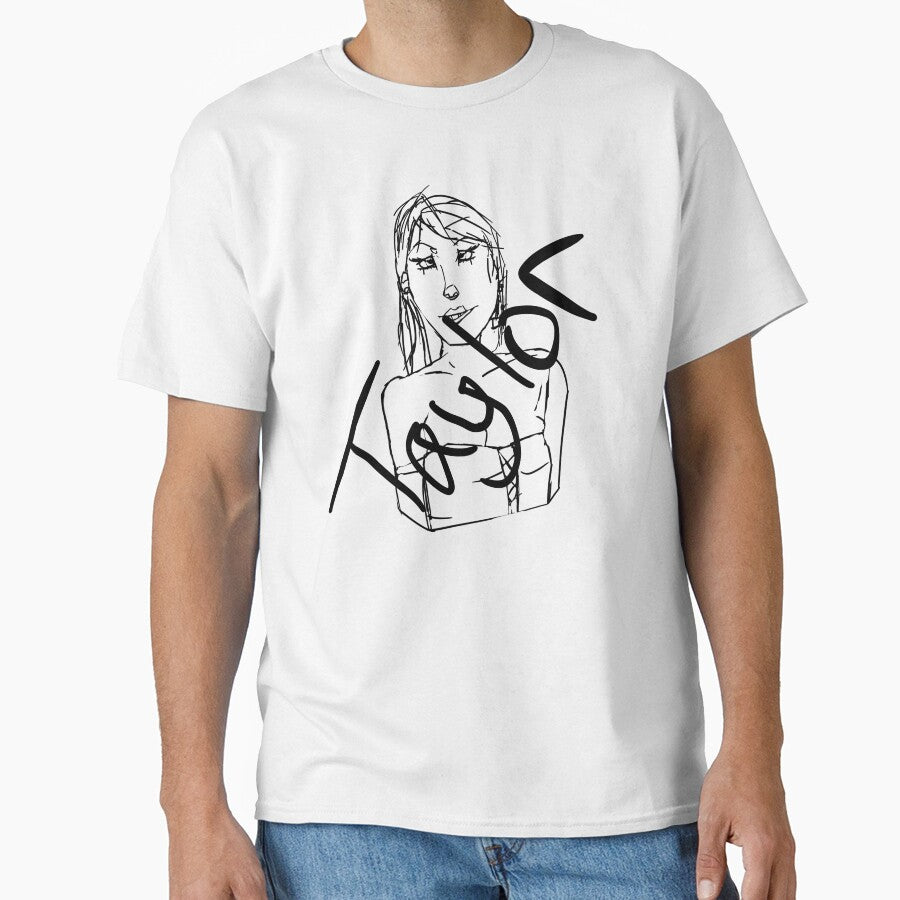 Sketch Style Woman T-Shirts, Casual Graphic Tees, Artistic Illustration Apparel, Modern Style Clothing, Unique Design Outfit by nickouthere