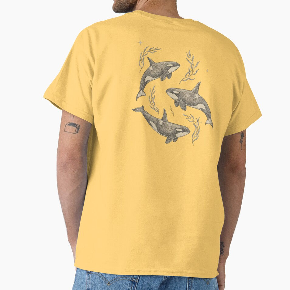 Cottagecore Celestial Orca Trio – Vintage Nautical Linework by FIREDesignsPOD