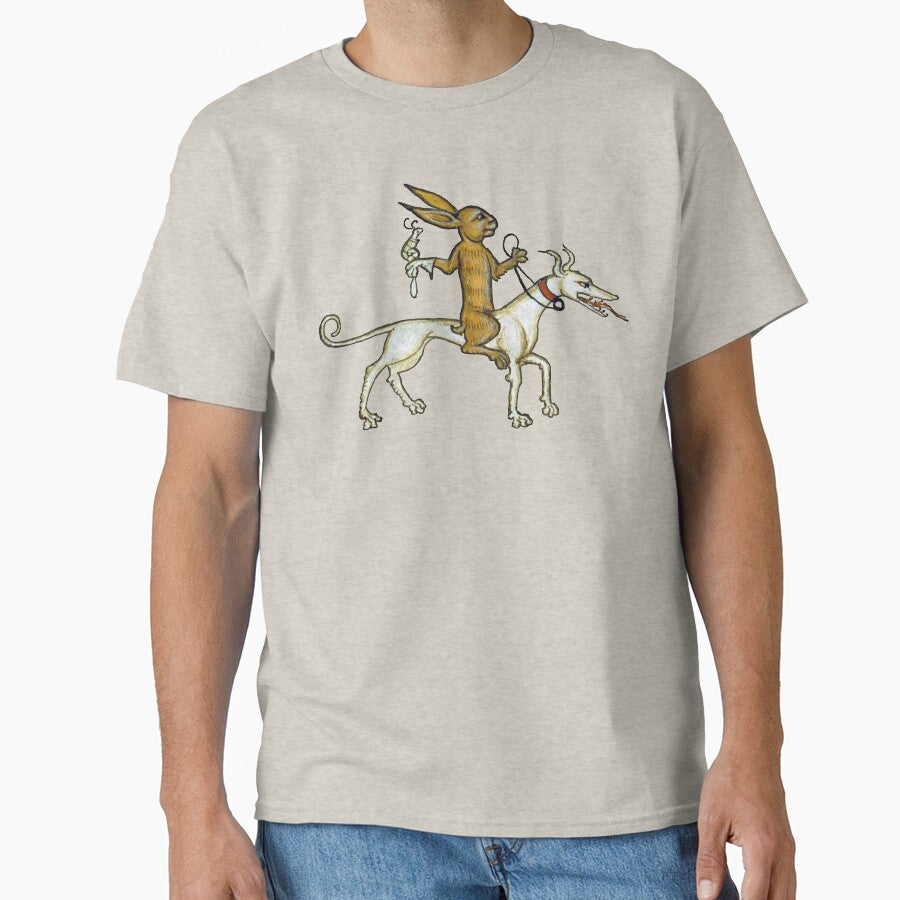 Medieval Rabbit Riding Dog and Holding Snail by Cat Lady Designs