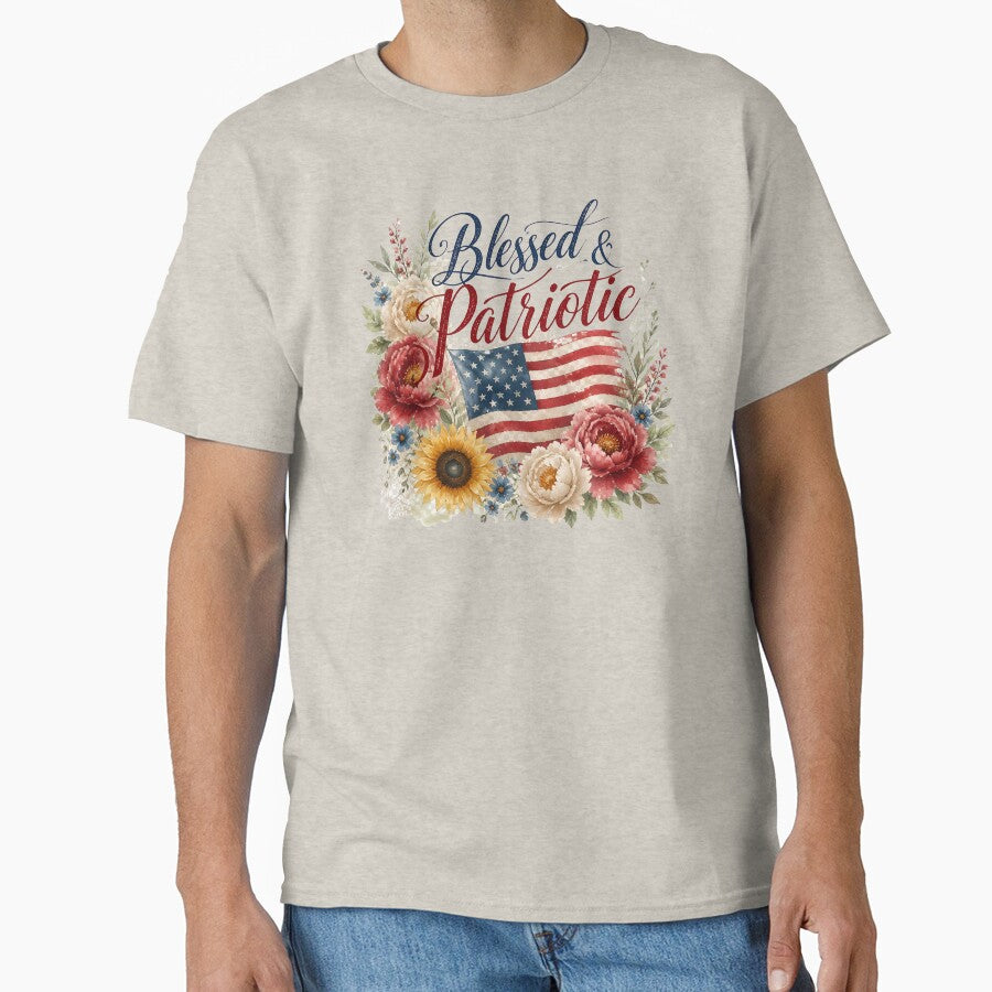 Blessed Patriotic Boho Floral America 250 July 4th by VectorJoy