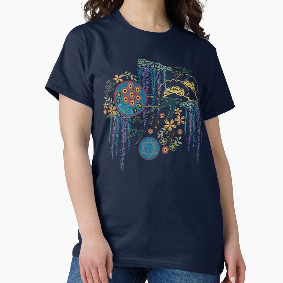 Japanese Garden in Teal Gold Red and Black by vinpauld
