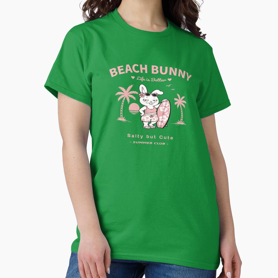 Sun Mode On | Surf Bunny Graphic Tee | No Surf Just Vibes Oversized T-Shirt by RADUQstudio