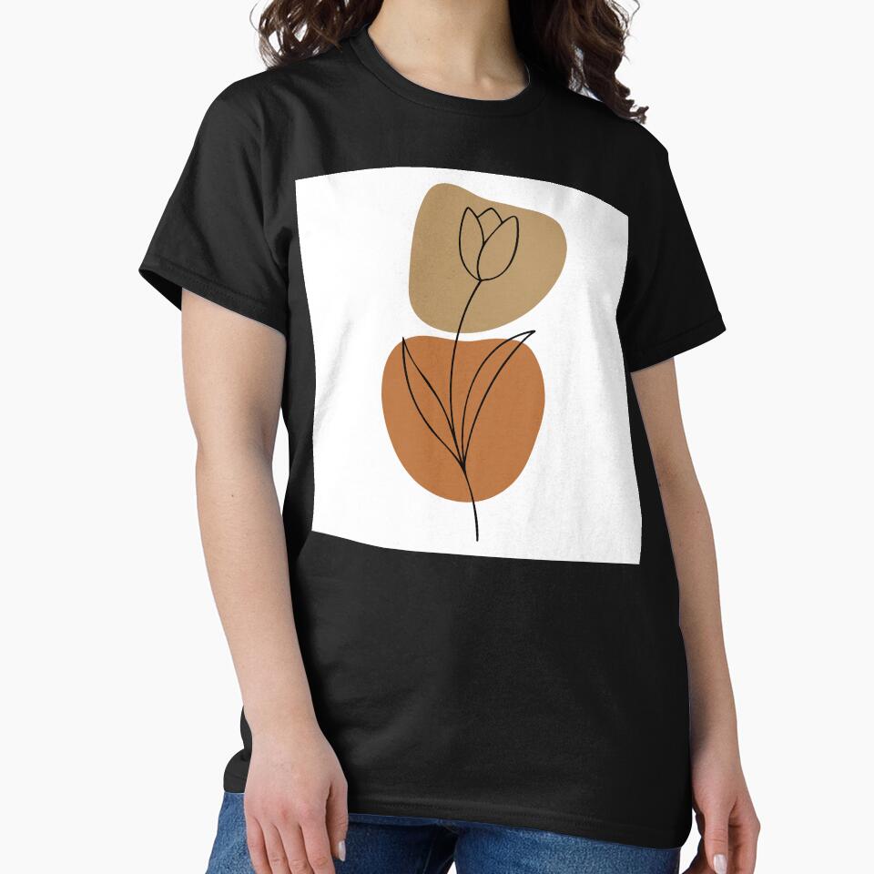 Boho Warm Earthtones Casual Sophisticated Flower Line Drawing by DEC02