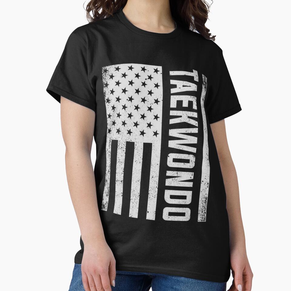 Vintage Taekwondo American Flag  Tee by jkdrfkom14