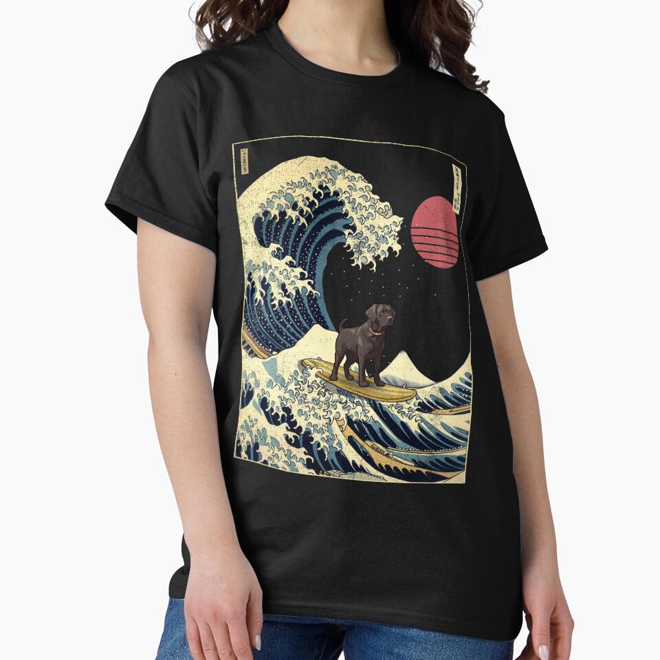 Black Labrador Kanagawa Japanese Surfing Wave by rafaeltto