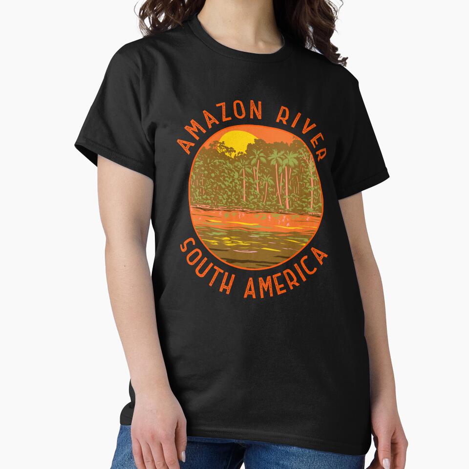 Amazon River Sunset South America Retro Distressed Circle by KrisSidDesigns